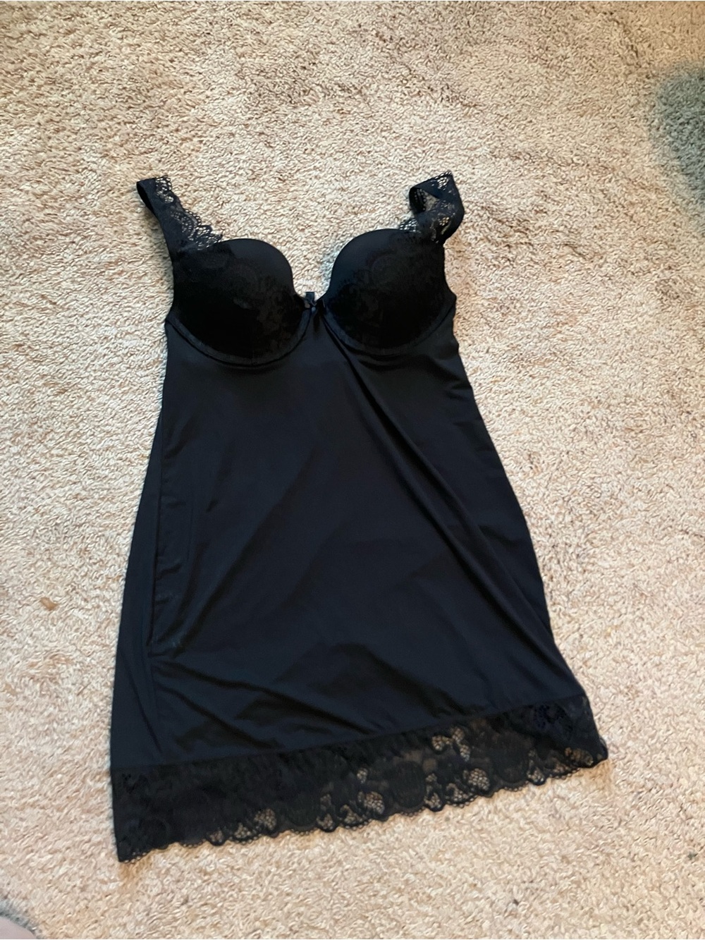 Victoria's Secret Black Lace-Trimmed Slip Dress